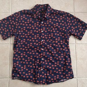 Men's Navy and Red Geometric Shirt